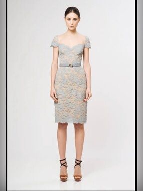 Reem Acra Resort Collection Lace Cap Sleeve Bennett Dress